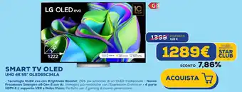 Euronics LG SMART TV OLED UHD 4K 55" OLED55C34LA offerta