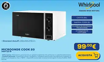 Euronics Whirlpool MICROONDE COOK 20 MWP 103 W offerta