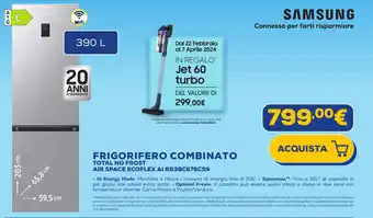 Euronics SAMSUNG FRIGORIFERO COMBINATO TOTAL NO FROST AIR SPACE ECOFLEX AI RB38C676CS9 offerta