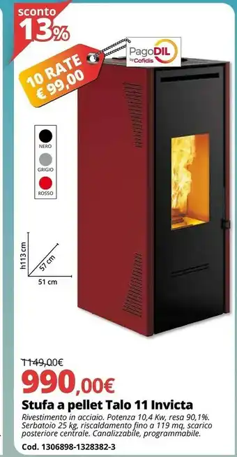 Brico Io Stufa A Pellet Talo 11 Invicta offerta