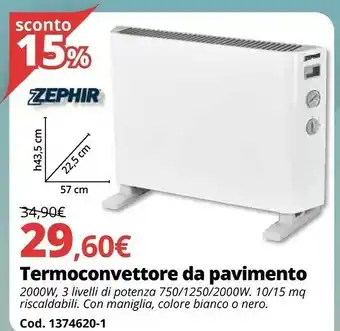 Brico Io Zephir Termoconvettore Da Pavimento offerta