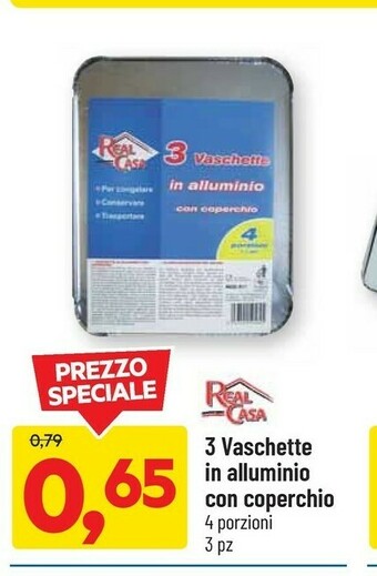 DPiù Real Casa 3 Vaschette In Alluminio Con Coperchio offerta