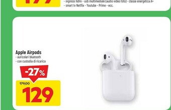 DPiù Apple AirPods Cuffia Auricolare Bianco offerta