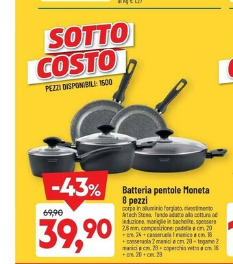 DPiù Moneta Batteria Pentole 8 Pezzi offerta