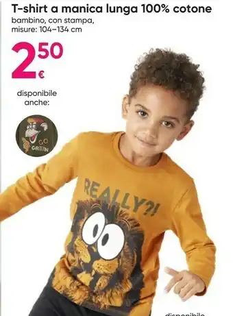 Pepco T-Shirt A Manica Lunga 100% Cotone Bambino offerta