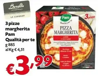 Borello Supermercati Pam 3 Pizze Margherita offerta
