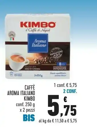 Conad Kimbo Aroma Italiano Caffè Tostatura Medio Chiara 500 G(ml) offerta
