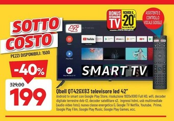 DPiù Qbell Qt42gx83 Televisore Led 42" offerta