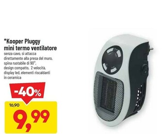 DPiù Kooper Pluggy Mini Termo Ventilatore offerta