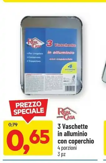 DPiù Real Casa 3 Vaschette In Alluminio Con Coperchio offerta