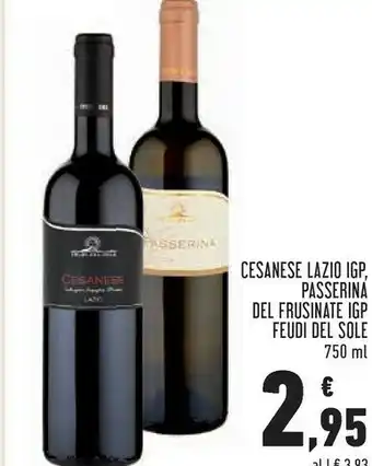 Conad Superstore Feudi del sole Cesanese Lazio Igp Passerina Del Frusinate Ipg offerta