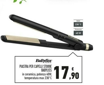 Conad Superstore Babyliss Smooth Glide 230 Piastra Per Capelli Caldo Nero 2 M offerta