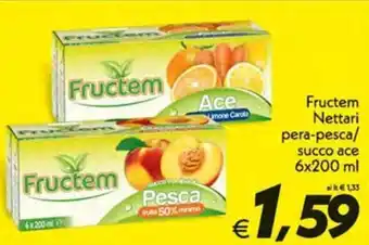 Iper Super Conveniente Fructem Nettari pera-pesca/ succo ace 6x200 ml offerta