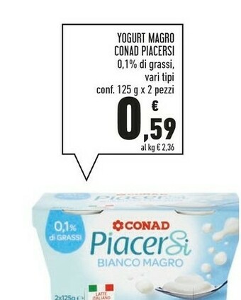 Conad Conad - Yogurt Magro Bianco Piacersi 500 G(ml) offerta
