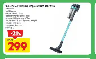 DPiù Samsung Jet 60 Turbo Scopa Elettrica Senza Filo offerta
