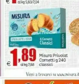 Elite Misura Privolat Cornetti Classici 240 G(ml) offerta