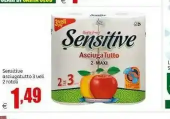 Sensitive Asciugatutto 3 Veli 2 Rotoli