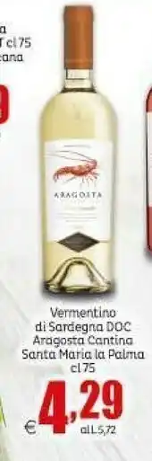 Elite Santa maria la palma Vermentino Di Sardegna Doc Aragosta Cantina offerta