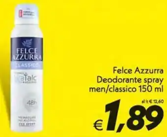 Iper Super Conveniente Felce Azzurra Deodorante spray men/classico 150 ml offerta