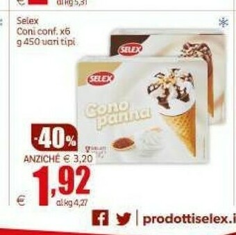 Elite Selex Cono Panna 450 G(ml) offerta