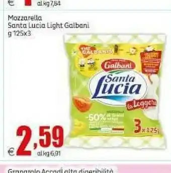 Elite Galbani Mozzarella Santa Lucia Light 125 G(ml) offerta