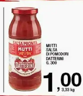 Sigma Mutti Salsa Pronta Di Datterini 300 G(ml) offerta