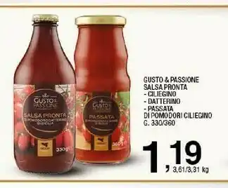 Sigma Gusto & passione Agromonte - Salsa Pronta Di Pomodorino Ciliegino Bio 330 G(ml) offerta