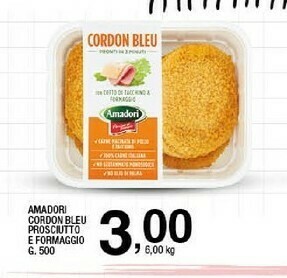 Sigma Amadori Cordon Bleu Con Prosciutto Cotto Di Tacchino E Formaggio 500 G(ml) offerta