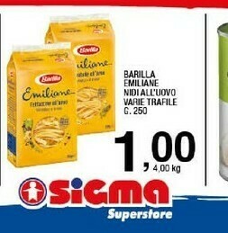 Sigma Barilla Emiliane Fettuccine All'Uovo 250 G(ml) offerta