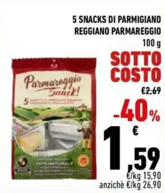 Conad Reggiano Parmareggio 5 Snacks Di Parmigiano 100 g offerta