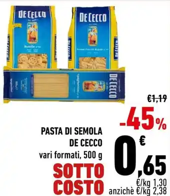 Conad De Cecco Pasta Di Semola vari formati 500 g offerta