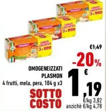 Conad Plasmon Omogeneizzati 104 g x3 offerta