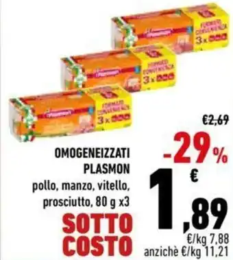 Conad Plasmon Omogeneizzati 80 g x3 offerta