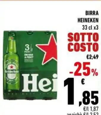 Conad Heineken Birra 33 cl x3 offerta