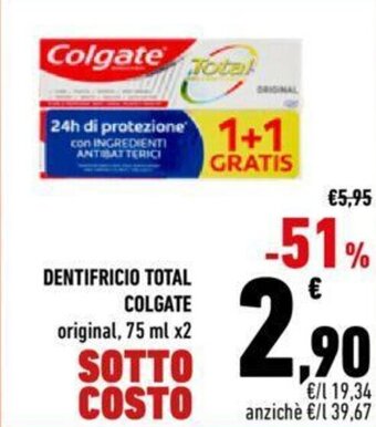 Conad Colgate Dentifricio Total Original 75 ml x2 offerta