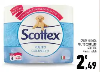 Conad CARTA IGIENICA PULITO COMPLETO SCOTTEX 4 maxi rotoli offerta