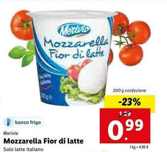 Lidl Merivio Mozzarella Fior Di Latte offerta