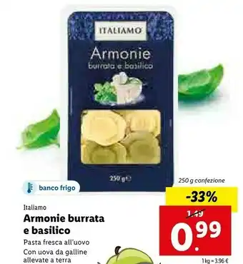Lidl Italiano - Armonie Burrata E Basilico 250 G(ml) offerta
