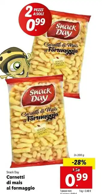 Lidl Snack day Cornetti Di Mais Al Gusto Formaggio 200 G(ml) offerta