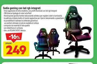 DPiù Sedia Gaming Con Led Rgb Integrati offerta