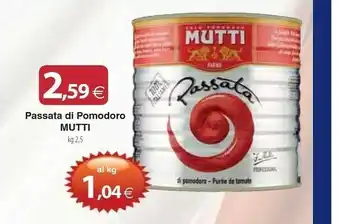 Docks Cash&Carry Mutti Passata Di Pomodoro 2500 G offerta