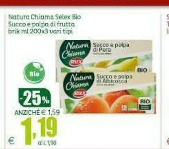 Elite Selex Succo E Polpa Di Albicocca Natura Chiama Biologico 600 G(ml) offerta