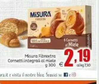 Elite Misura Fibrextra Cornetti Al Miele 300 G(ml) offerta