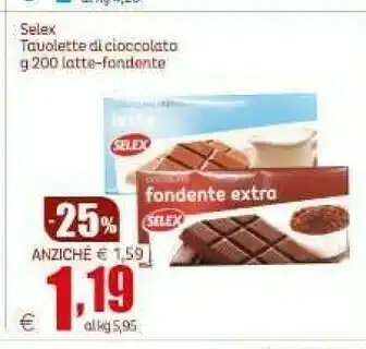 Elite Selex Cioccolato Fondente Extra 200 G(ml) offerta