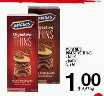 Sigma Mc vitie's Thins Milk Chocolate 150 G(ml) offerta