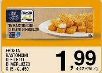 Sigma Frosta 15 Bastoncini Di Filetti Di Merluzzo 450 G(ml) offerta