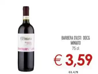 Conad Miniato Barbera D' Asti DOCG 75 cl offerta