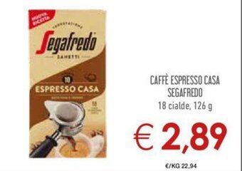 Conad Segafredo Caffè Espresso Casa 18 cialde 126 g offerta