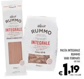 Il Centesimo PASTA INTEGRALE RUMMO VARI FORMATI GR 500 offerta