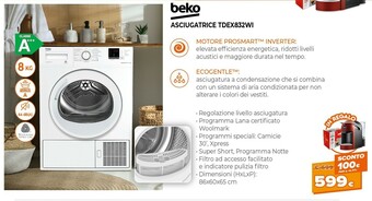 Expert Beko Asciugatrice TDEX832WI offerta